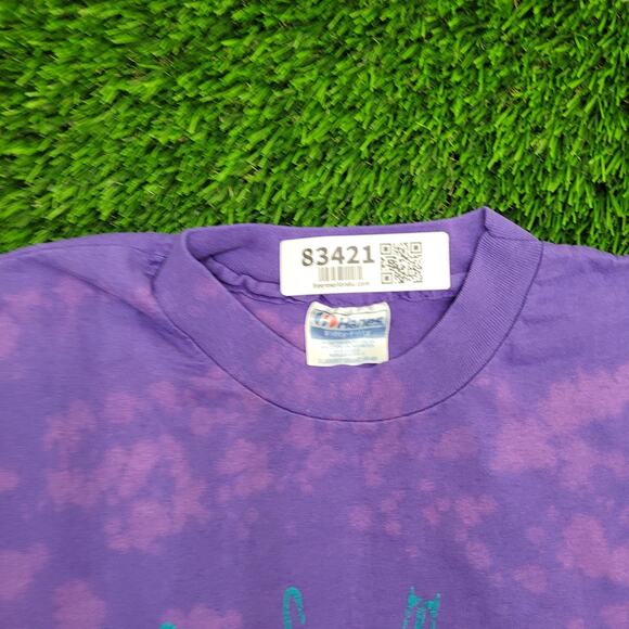 Vintage HANES Shirt Womens XL 22x26 Purple Boston Bleached - Picture 9 of 12